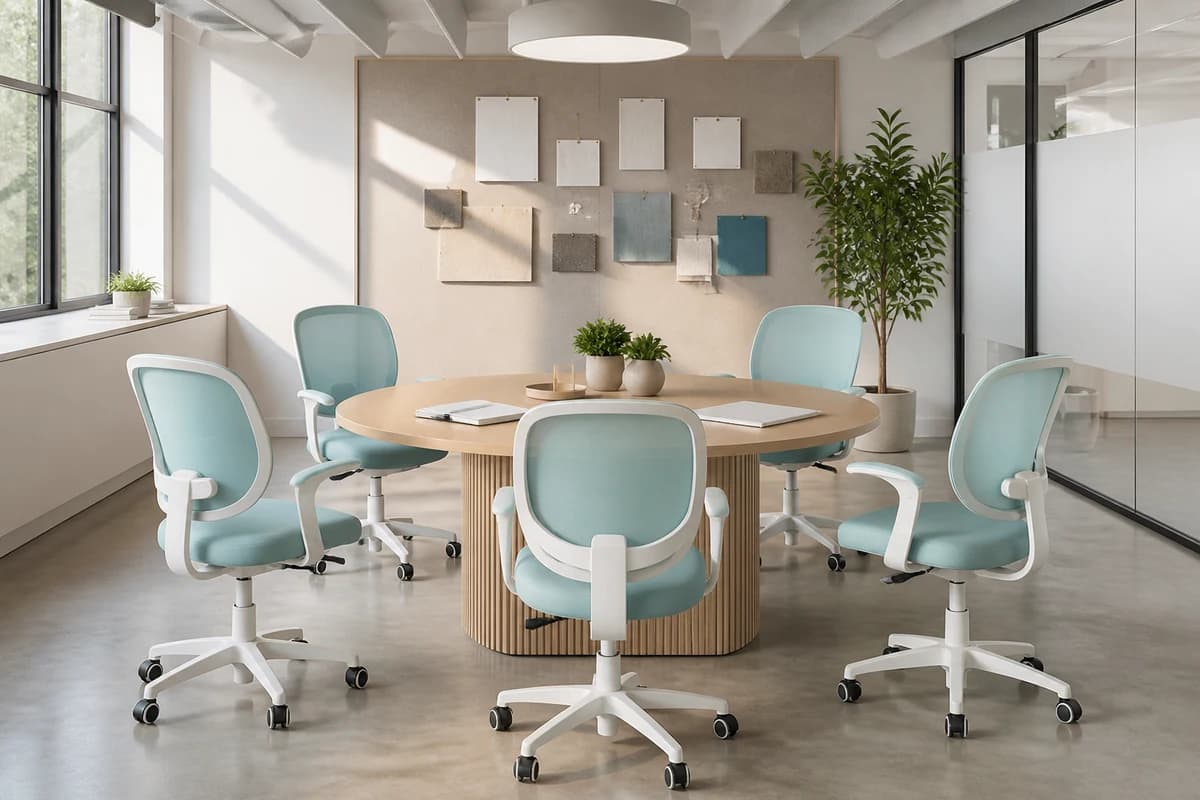 Meeting space furnished with ergonomic chairs