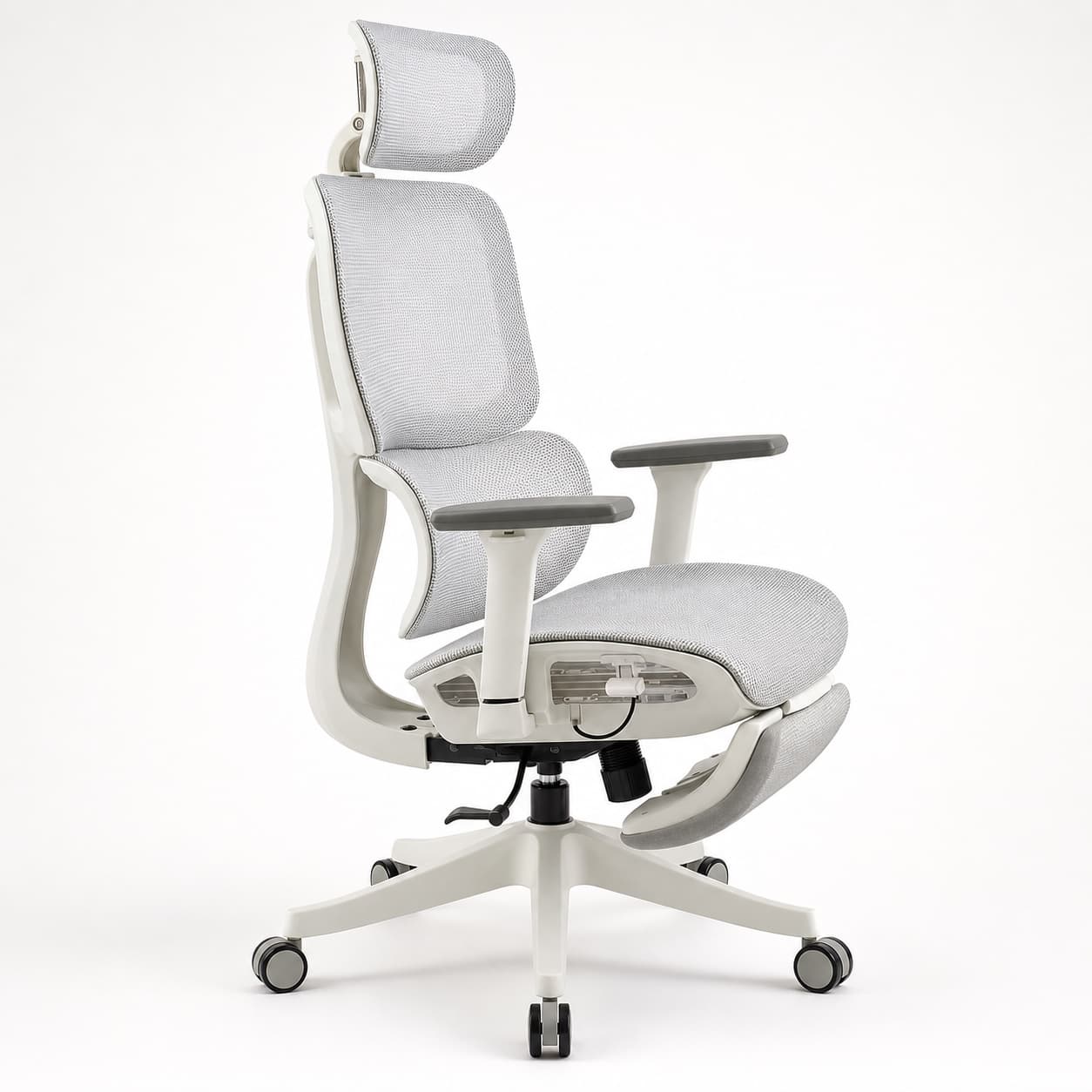 Advanced Mesh Ergonomic Office Chair, Light gray mesh with white frame
